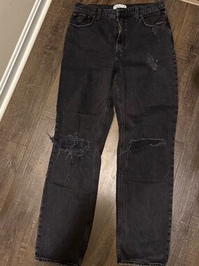 Abercrombie & Fitch Black Distressed Straight Jeans